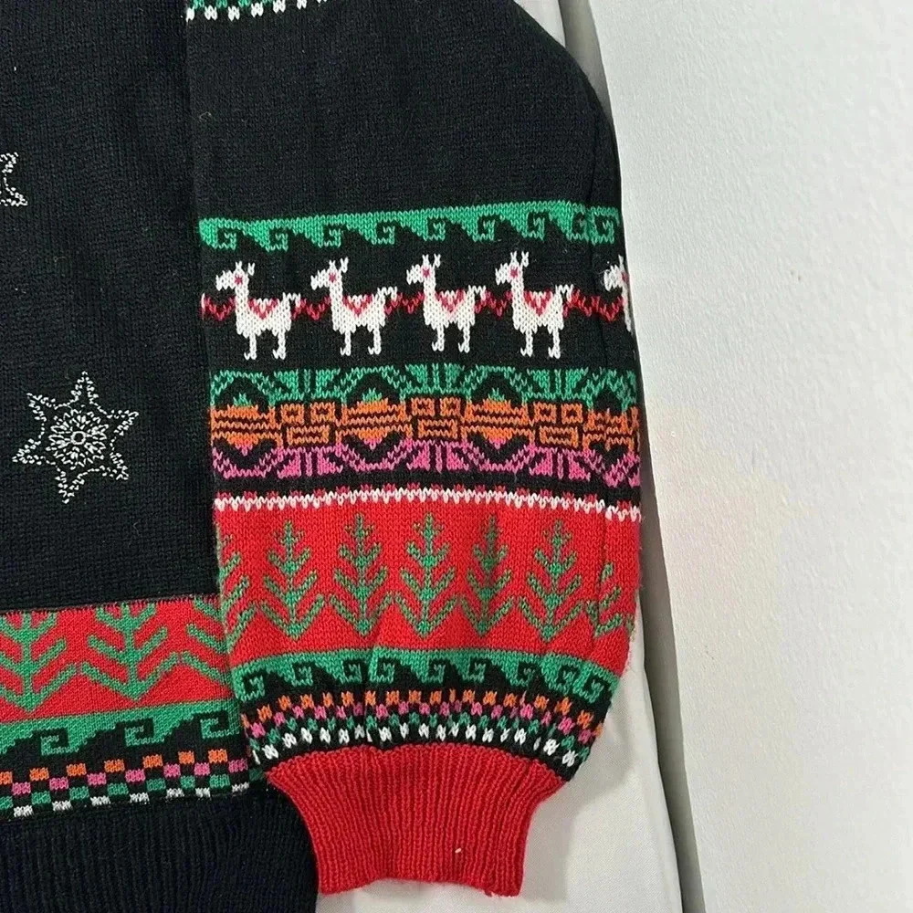 Christmas, Holiday, ugly sweater, llama, black and red size extra extra large/20 - Picture 4 of 7